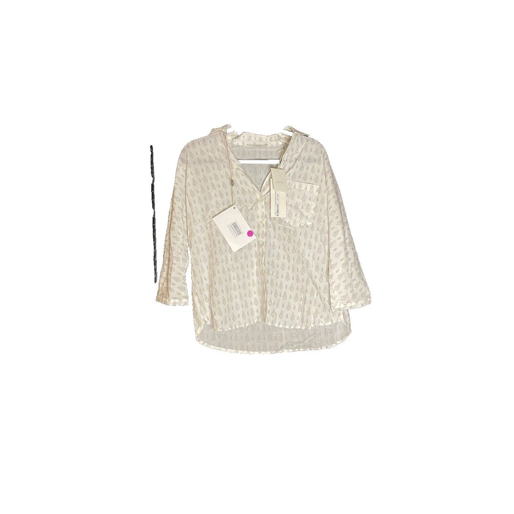 Alpha Studio Women's Long Sleeve White Print Shirt Size 44 NWT